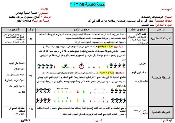 حصة تعليمية 08 " أ " + حصة تعليمية 08 " ب " للطور الأول السنة الأولى والسنة الثانية للاساتذة بن اوذينة الحاج علي/رسيوي العلمي 2024  P_3249ix46u1