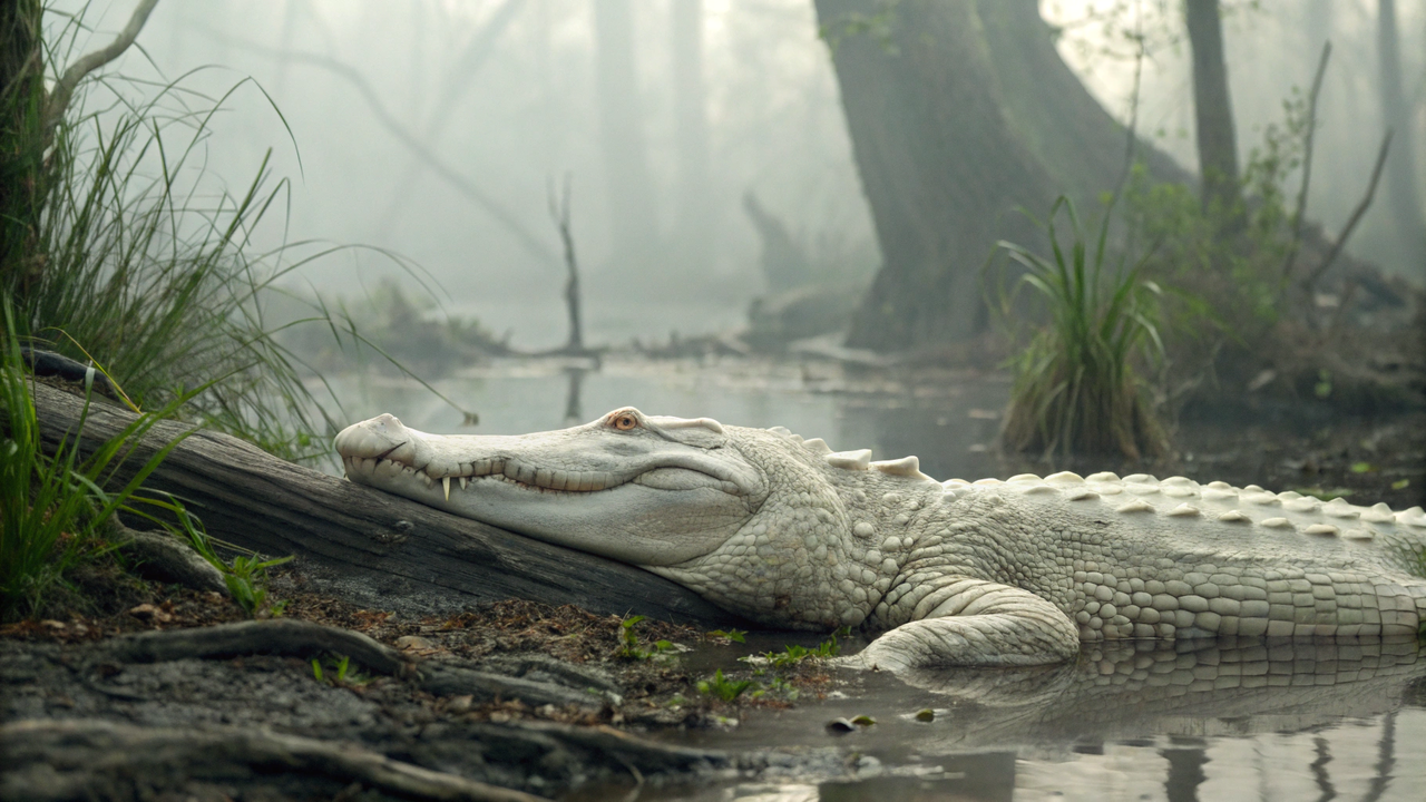 مقطع فيديو نادر يوثق حياة التمساح الابيض claude